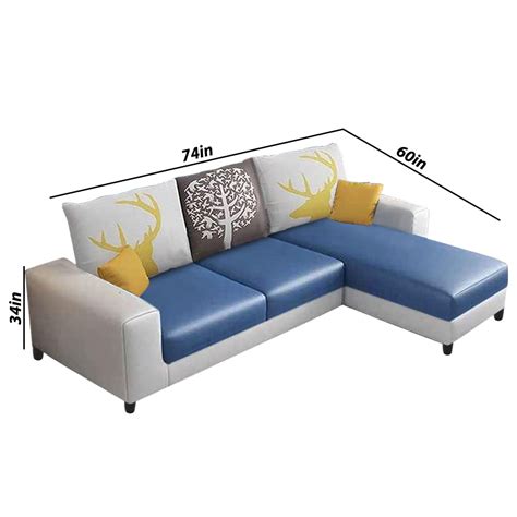 Casaliving Rolando 4 Seater RHS L Shape Sofa for Living Room - (Blue G