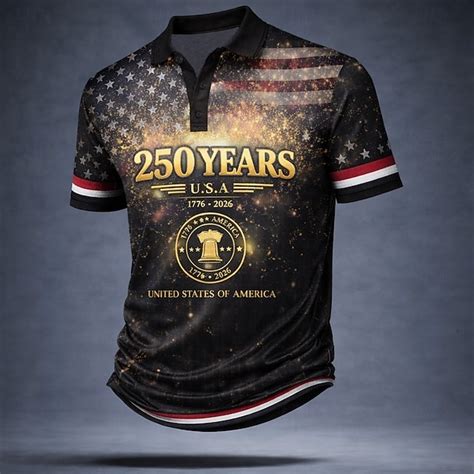 Men's 250th Anniversary Patriotic American Flag 1776 2026 Polo Shirt ...