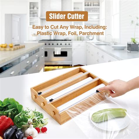 Buy Houmury 3 in 1 Foil and Plastic Wrap Organizer Plastic Wrap ...