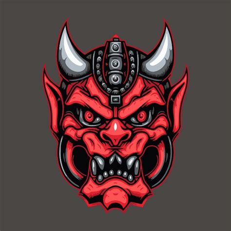 Masque robot Oni | Vecteur Premium