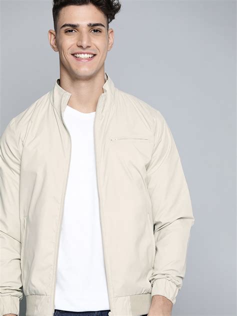 Mast & Harbour Men Off White Solid Bomber Jacket - Price History