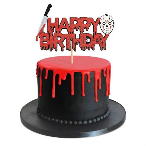 Blumomon 1 Pack Horror Movie Happy Birthday Cake Topper Glitter ...