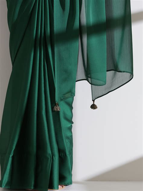 Green Royal Saree With Embroidered Blouse Fabric – Swtantra