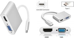 TERABYTE USB 3.1 Type C to HDMI + VGA Adapter, Male to Female 2 in 1 ...