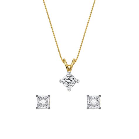 Buy 1 CT Princess Cut Lab Grown Diamond pendant Set Online At Emori
