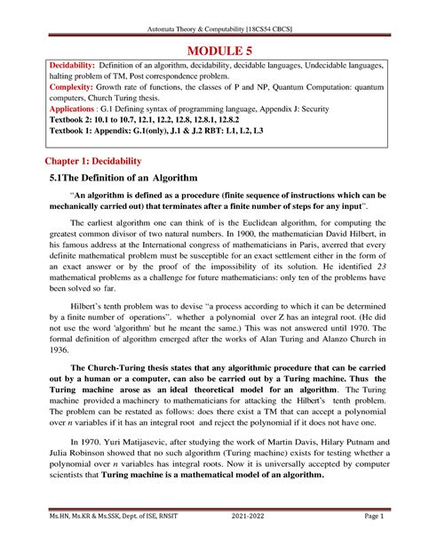 ATC- Module 5- 2021-converted - MODULE 5 Decidability: Definition of an ...
