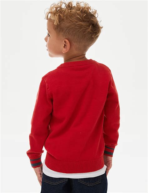 Buy Pure Cotton Spencer Bear™ Knitted Jumper (2-8 Yrs) at Marks & Spencer