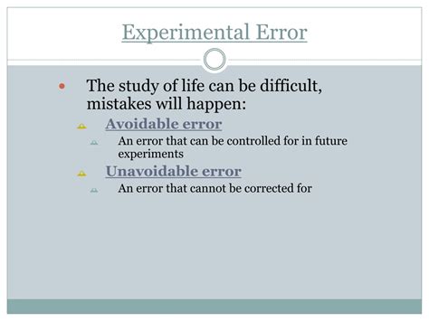 Errors In An Experiment