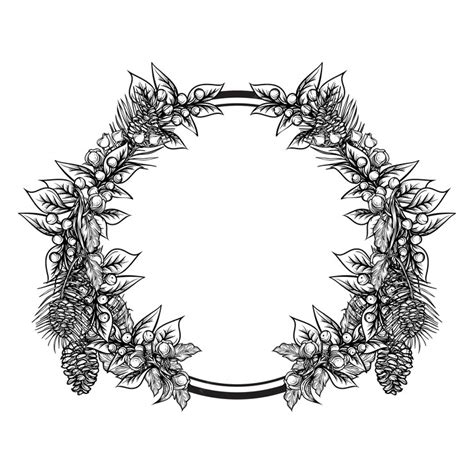 Floral flower wreath hand drawn vector design | Premium Vector