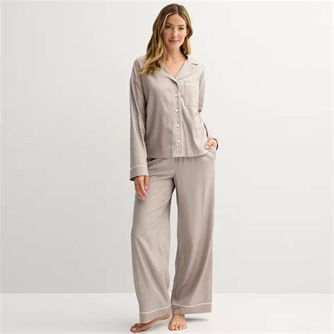 Women's Sonoma Goods For Life® Woven Notch Pajama Top & Pajama Pants Set