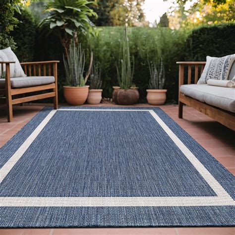 Amazon.com: Luul Home Bordered Outdoor Rug 9x12 Washable Outside Carpet ...
