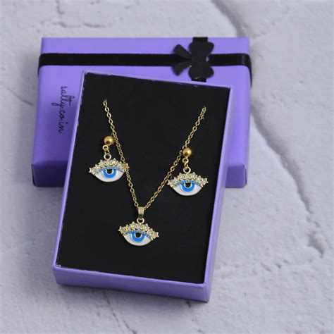 Eye of Protection Dark Blue Earrings and Necklace Set | Salty – Salty ...