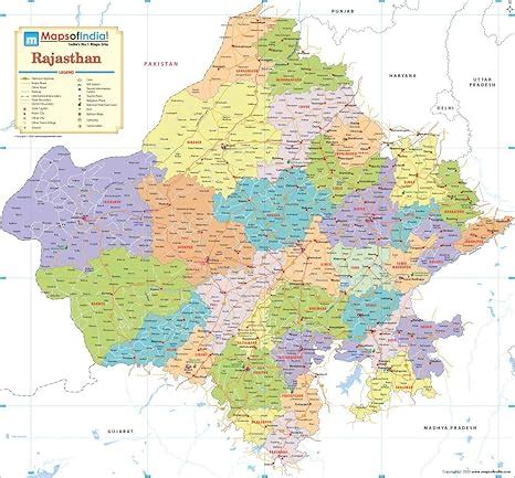 Rajasthan Detailed Political Map - 2020 Edition (36"W X 33.4"H ...