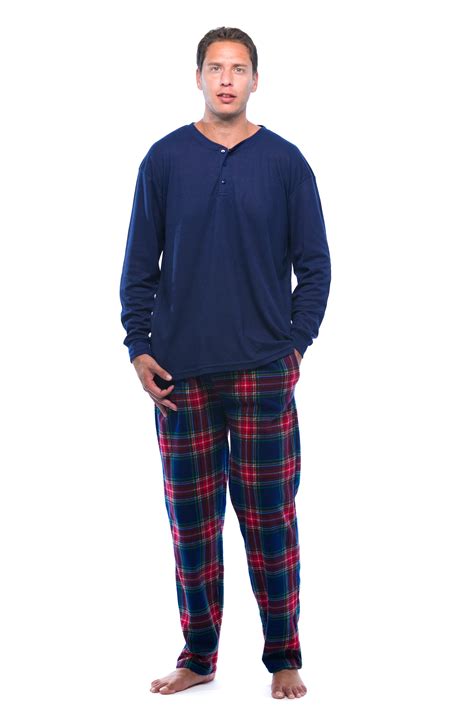 #followme Mens PJ Set - Fleece Pajama Bottom w/ Thermal Top (Navy ...