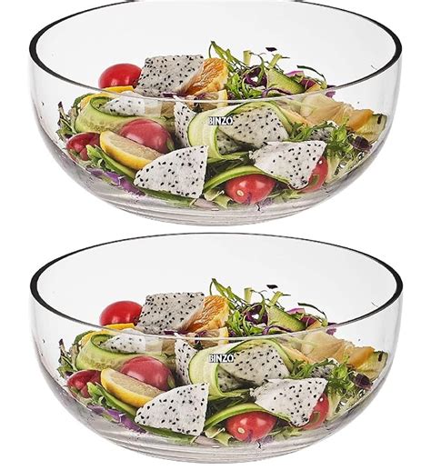 Buy BINZO Glass Big 9 Inch 2500 ml, 2.5 litres Set of 2 | Bowls for ...