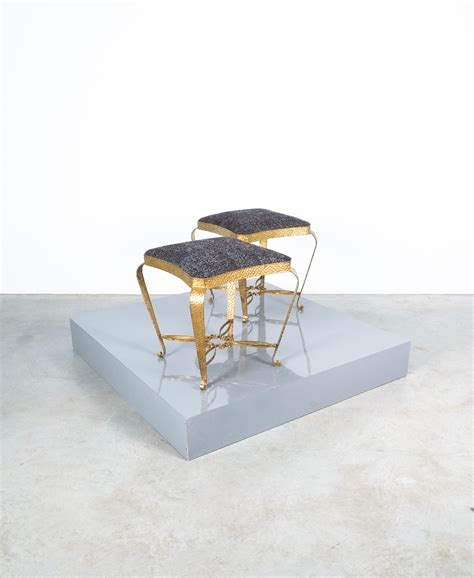 Pier Luigi Colli Pair of Golden Iron Bedroom Stools, Italy, 1950 – DERIVE