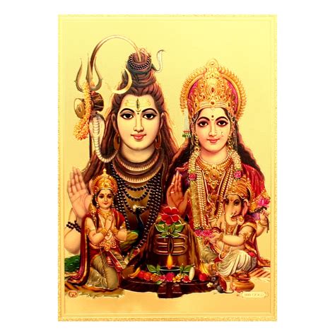 Buy Yogic Mantra Shiv Parvati Darbar Photo (5x7 Inch 24K Gold Plated ...