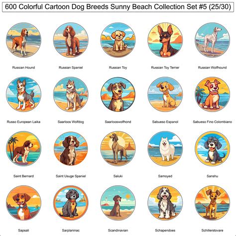 Premium Vector | Colorful Dog Breeds Cartoon Characters Sunny Beach ...