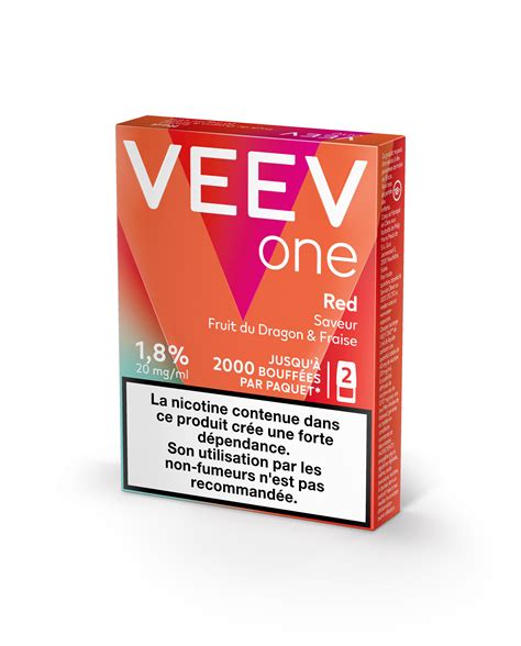 Pods E-liquide VEEV ONE Red saveur Fruit du Dragon & Fraise 9mg ou 20mg ...