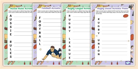 Footy Colours Day Acrostic Poem Templates