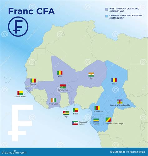 Franc CFA African Currency Zone Map Stock Vector - Illustration of ...