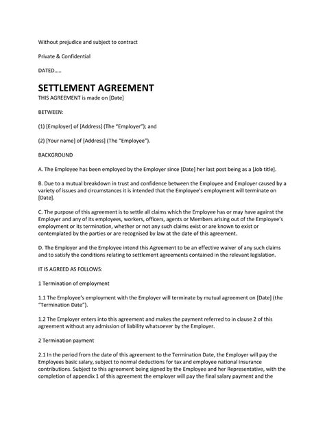 43 Free Settlement Agreement Templates [Divorce/Debt/Employment..]