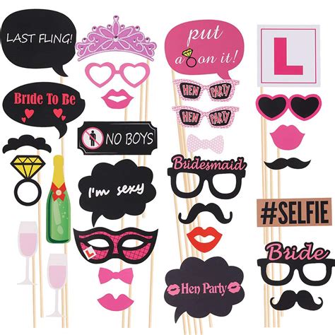 Buy WedDecor 30Pcs Hen Party Photo Booth Props Bachelorette Party ...