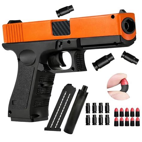 Toy Gun Pistol with Soft Bullets, Shell Ejecting Design, Orange and ...