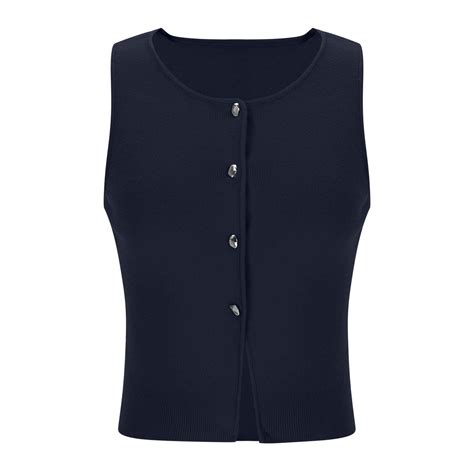 AherBiu Summer Vests for Women Button down Open up Sleeveless Knitted ...
