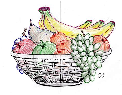 Fruit Bowl Sketch at PaintingValley.com | Explore collection of Fruit ...