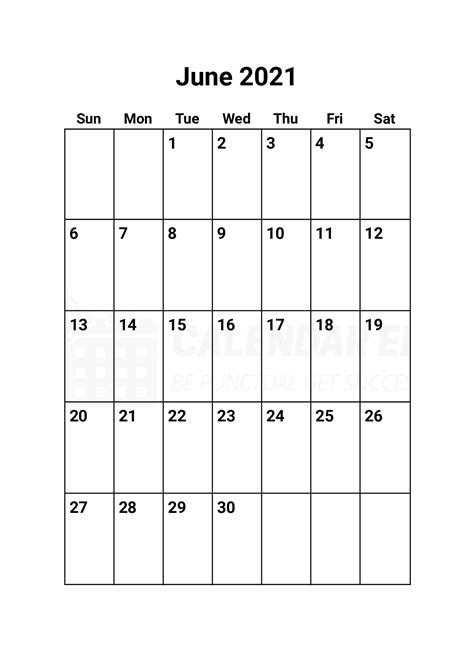 Printable June 2021 Calendar Pdf