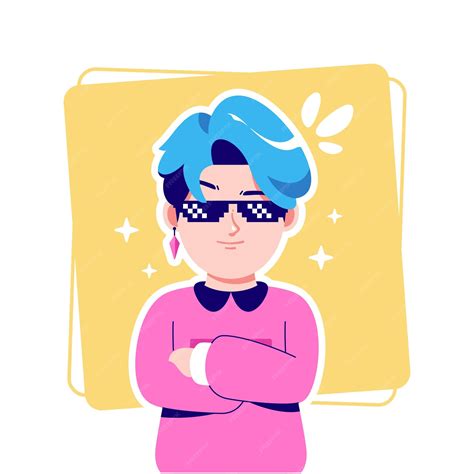 Premium Vector | Cool thug life gesture cute boy cartoon avatar character