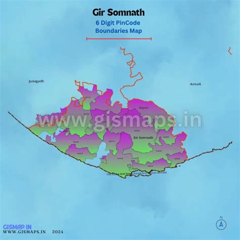 Gir Somnath PincodeBoundaries Map (Gujarat)
