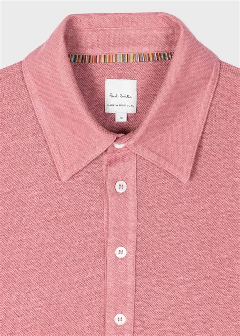 Men's Pink Linen-Piqué Polo Shirt