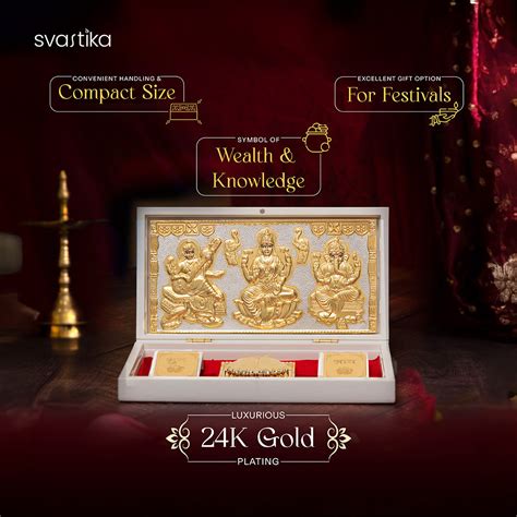 Ganesh Lakshmi Saraswati Pocket Temple With Pearl Chowki | Divine Pooja Set