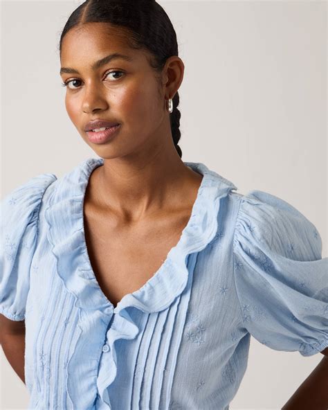 Giselle Ruffle Blouse - Blue | Levi's® ES