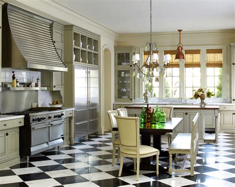 Checkered floor with sage green cabinetry - Thompson custom homes ...