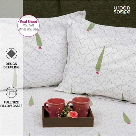 200 TC Cotton Bedsheet, Double & King size Pinewood Grey Green Bedsheet