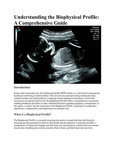 Biophysical Profile (BPP): Components, Significance, Interpretation ...