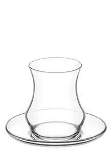 Buy LAV 12-Piece Glass Tea Glasses Set - 6 Tea Glasses, 6 Saucers ...