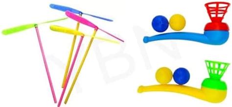 YBN 4 Pc Dragonfly Propeller BambooCopter Outdoor Flying Toy with Blow ...