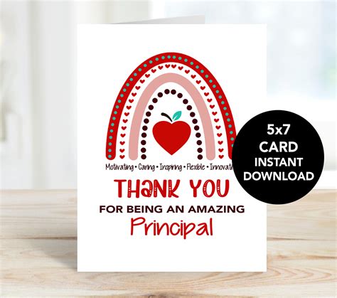Principal Thank You Card, Principal Retirement Card, Principal ...