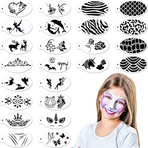 Chinco 24 Pieces Face Paint Stencils Face Body Painting India | Ubuy