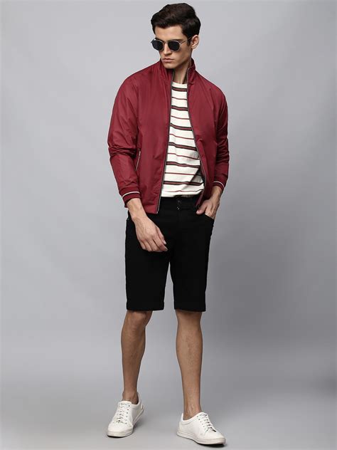 Mens Long-Sleeve Jacket - Lightweight Casual Winterwear (Maroon ...