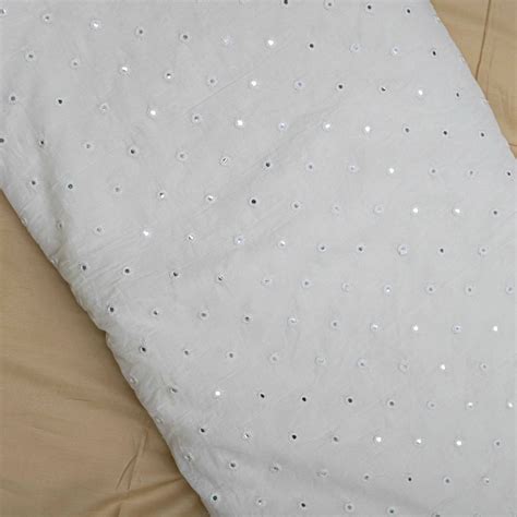 All Over Mirror Work On Dyeable Cotton Fabric – Shree Om Fabrics