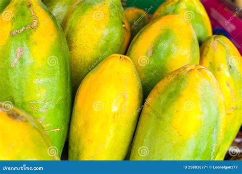 Detalhe de papayas imagem de stock. Imagem de verde - 258838771