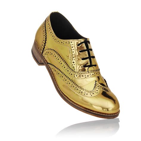 Luke grant-muller Men'S Chrome Gold Metallic Brogue Shoes in Gold for ...