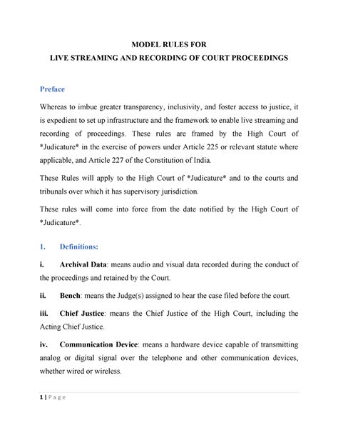 Model Rules for Live Streaming and recording of Court Proceedings ...