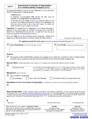 California LLC-2 Amendment Form - Blank Fillable Template | Fill Out ...