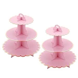 Cardboard Cupcake Stand, 2 Pack Pink Cupcake Holders Thick Paper ...